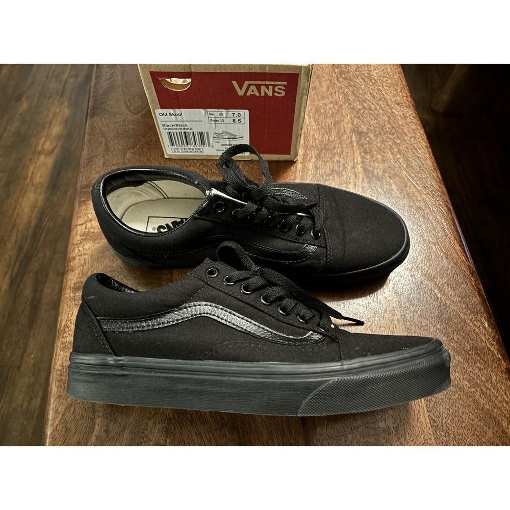 Vans Old Skool Shoes Mens Size 7 Black Black Low Top Skate Classic VN000D3HBKA